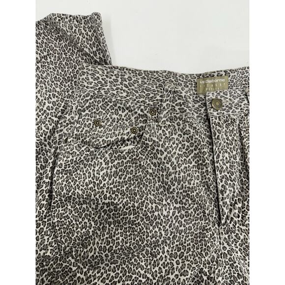 Liz Claiborne Liz Wear Womens Jeans Size 14 Petite Animal Print Brown Denim - Picture 2 of 10